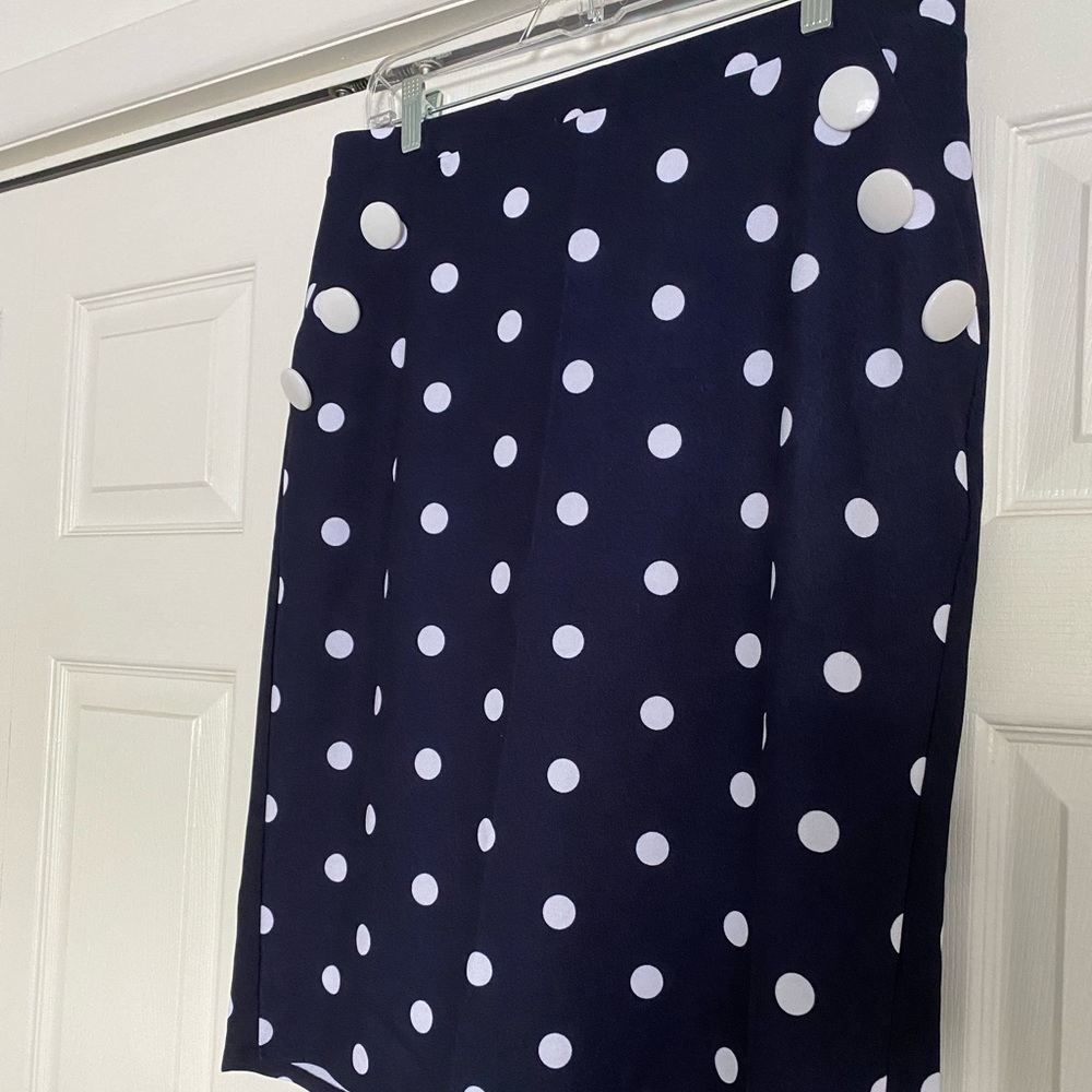 Navy & White Polka Dot Skirt